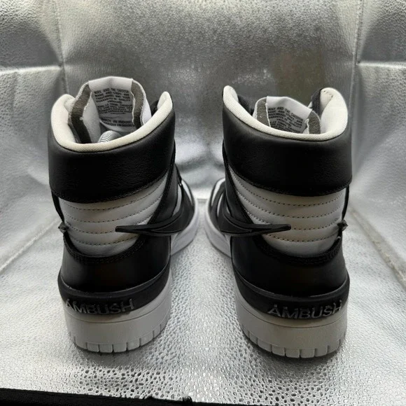 Size 10.5 AMBUSH x Nike‎ Dunk High Black White Mens Lace Up Sneakers CU7544-001 - Picture 9 of 12